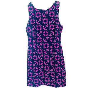 Macbeth Collection Navy Blue Pink Anchor Tank Dress Stretch R8